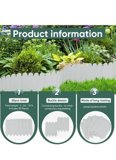Generic 10Pcs Landscape Edging, No Dig Garden Edging Border Decorative Interlocking Lawn and Garden Edgings Landscaping Border for Lawn Garden Flower Bed Yard Walkway (White, 5.9” x15.75”)  - Image 5
