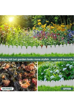 Generic 10Pcs Landscape Edging, No Dig Garden Edging Border Decorative Interlocking Lawn and Garden Edgings Landscaping Border for Lawn Garden Flower Bed Yard Walkway (White, 5.9” x15.75”)  - Image 3