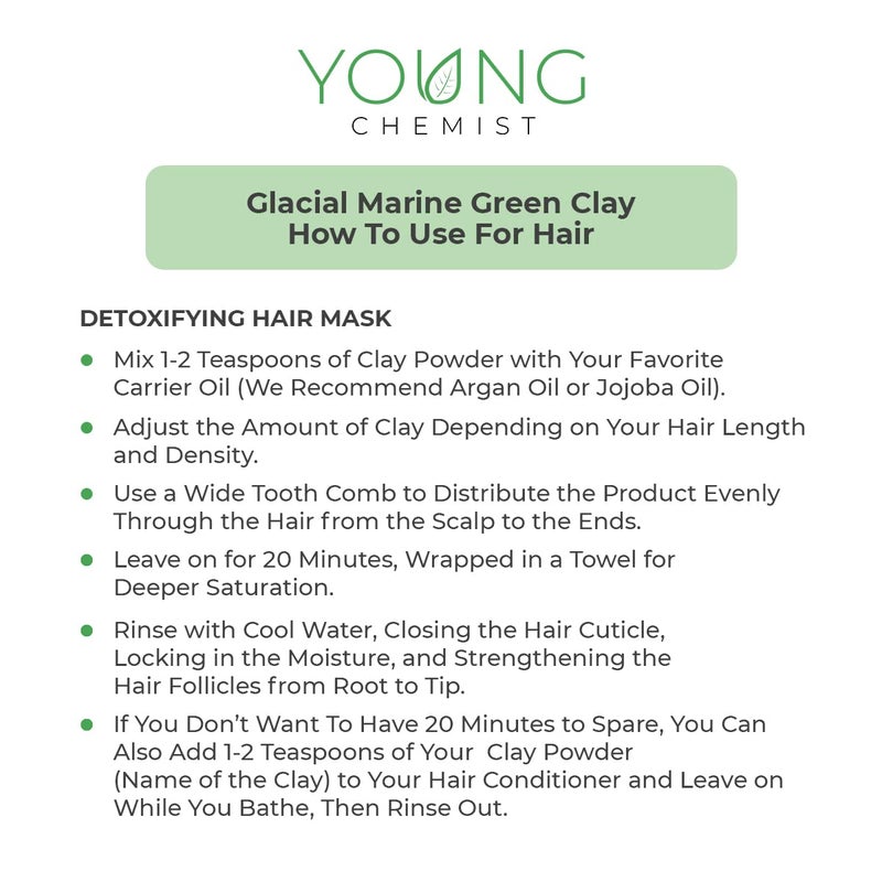 Young Chemists Glacial Marine Green ClayRaw Vegan and OrganicParaben freeGood for Body Face and Hair all Skin Type Powder Form Green 500 grams - Image 5