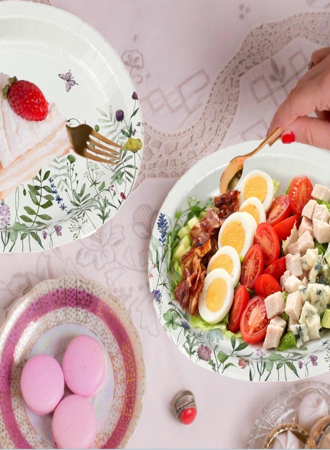 GFInYHM 50 Count WildFloral Oval Paper Plates, 10" x 12.5" Large Disposable Dinner Serving Platters Heavy Duty, for Wedding, Bridal/Baby Showers, Floral Easter Party Supplies - Image 4