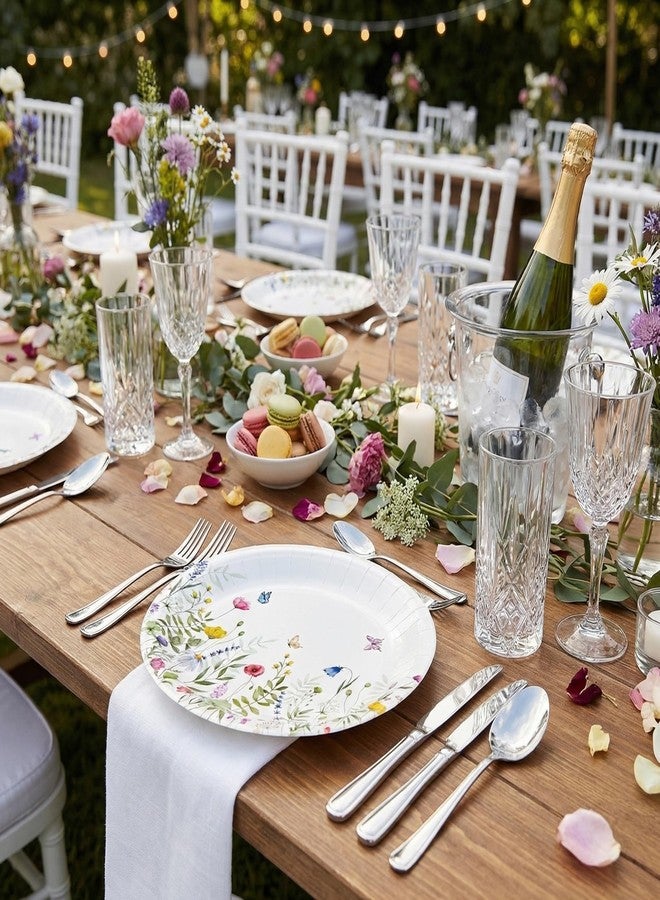 GFInYHM 50 Count WildFloral Oval Paper Plates, 10" x 12.5" Large Disposable Dinner Serving Platters Heavy Duty, for Wedding, Bridal/Baby Showers, Floral Easter Party Supplies - Image 3
