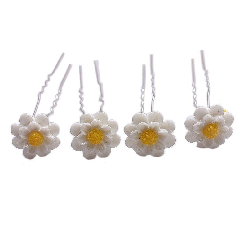 canjoyn 20 Pcs Pearl Rhinestone Gem U Hair Pin Crystal Flower U Shaped Hair Pins Prom Hair Clips Bun Hair Pins Bride Headwear Wedding Prom Hair Pins Barrette Jewel Hair Pin Resin Daisy