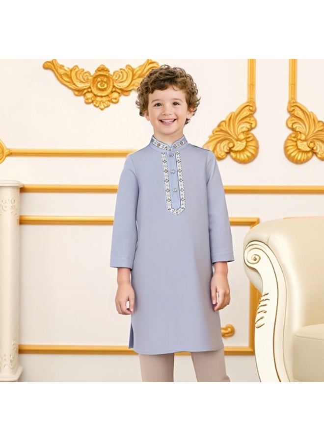 طقم روب طويل مزين بالتطريز للأولاد على طراز عربي - Image 5