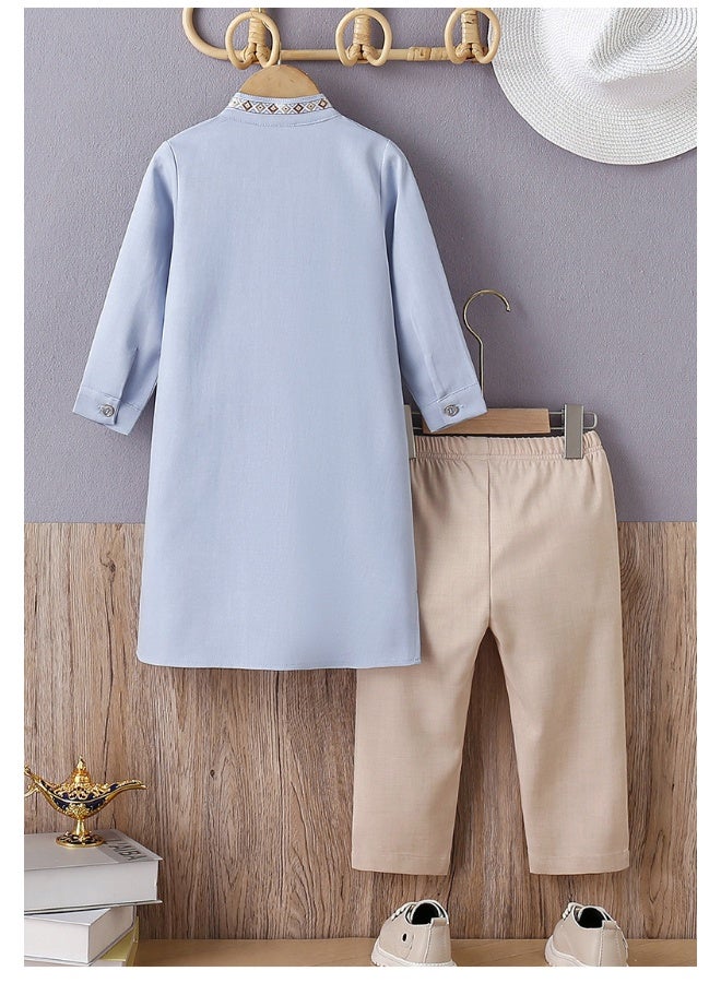 طقم روب طويل مزين بالتطريز للأولاد على طراز عربي - Image 3