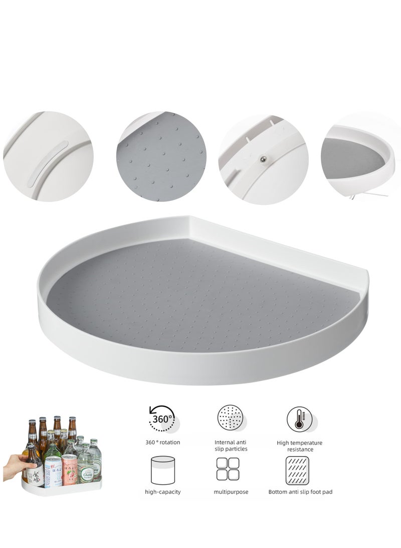 Excefore Turntable Organizer, Organizer Turntable Rack, 12.5''Non-Skid Lazy Susan Rack, for Cabinet,Refrigerator Pantry Organization Storage, Kitchen, Fridge,Countertop,Spice Rack Semicircle - Image 2