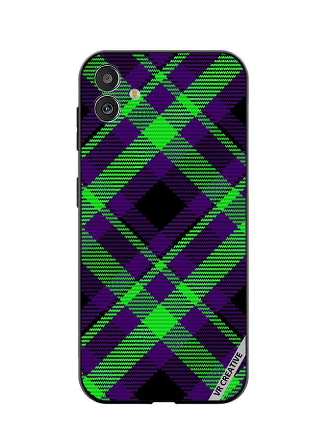 VR CREATIVE Protective Case Cover For Samsung Galaxy M13 5G Black Green Checkered Design Multicolour - Image 1