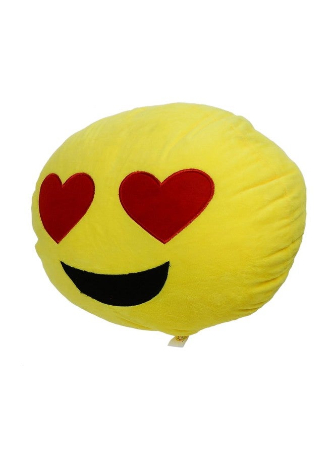 Aarushi Stuffed Soft Smiley Love Cushion for Kids Yellow Colour Plush Round - Image 2