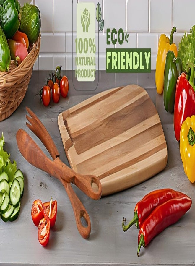 AeraVida Stylish Hand Carved Salad or Bread Palm Wood Scissor Tongs | Elegant Wooden Kitchen Utensils for Serving | Handcrafted Palm Wood Tongs - Image 3