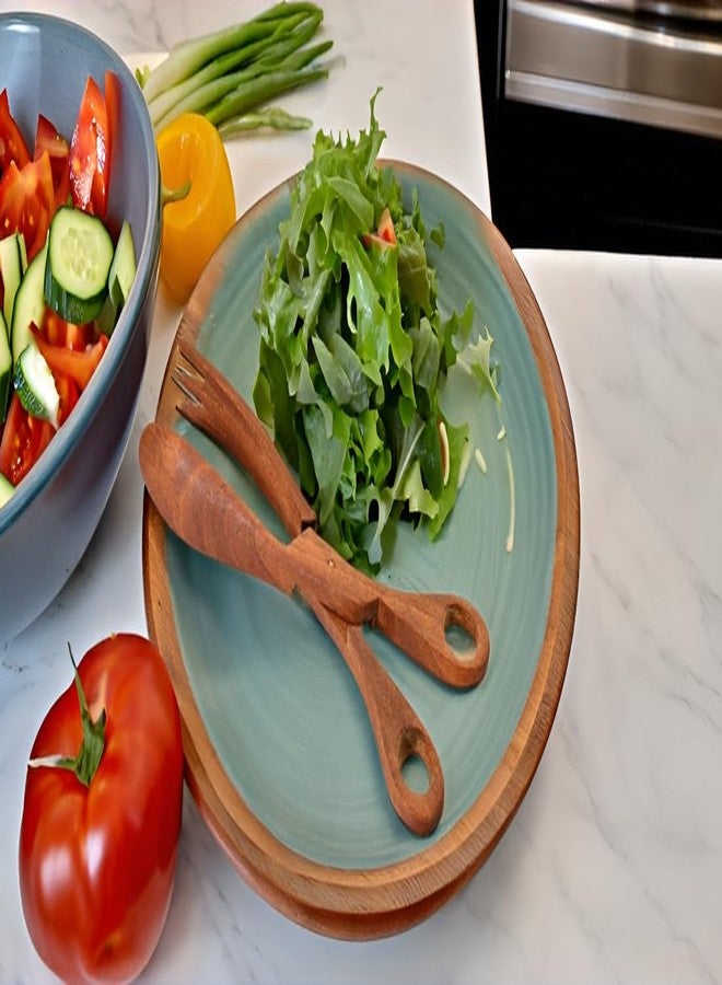 AeraVida Stylish Hand Carved Salad or Bread Palm Wood Scissor Tongs | Elegant Wooden Kitchen Utensils for Serving | Handcrafted Palm Wood Tongs - Image 5