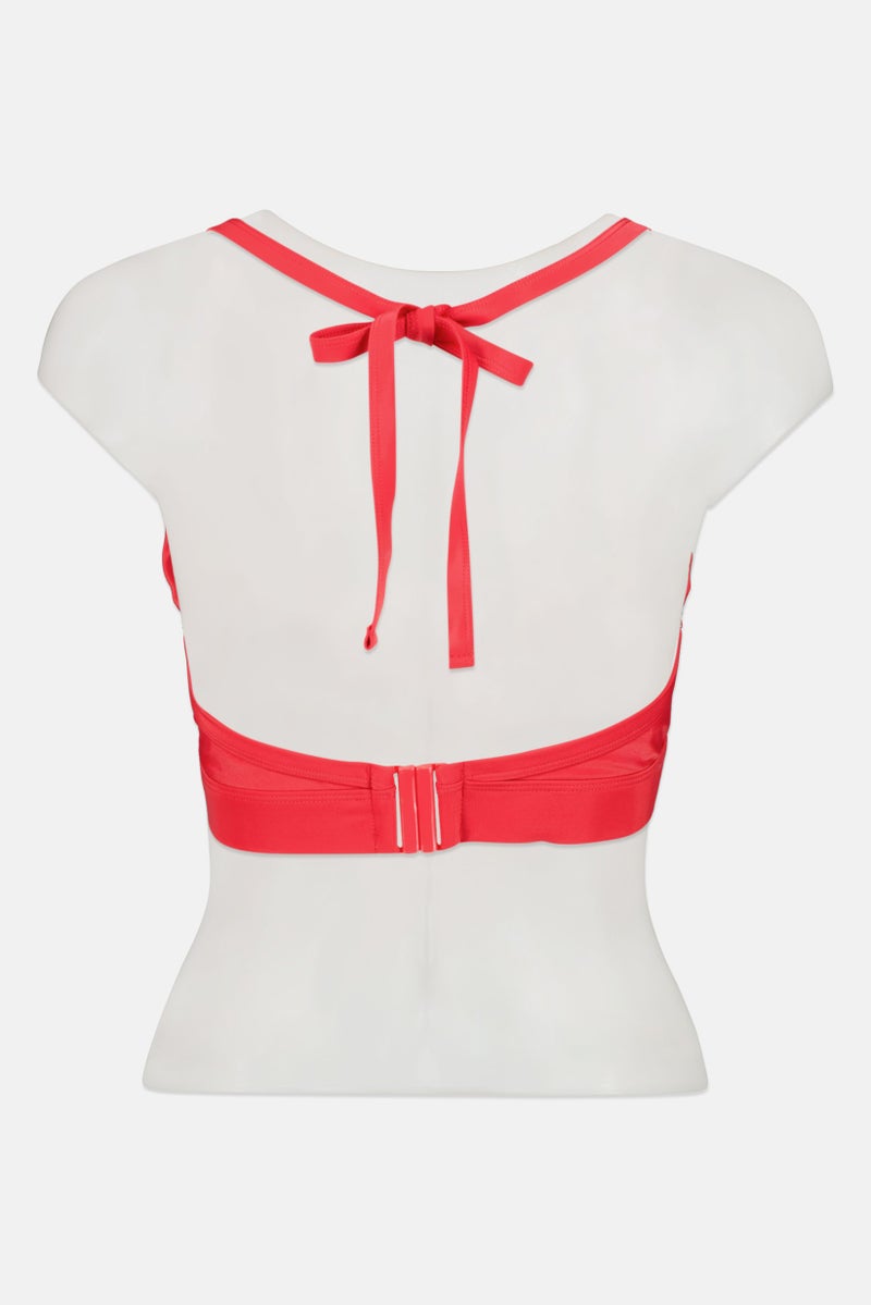 Wolf & Whistle Women Textured Non Padded Bikini Top, Red  - Image 2