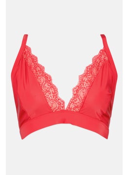 Wolf & Whistle Women Textured Non Padded Bikini Top, Red  - Image 1