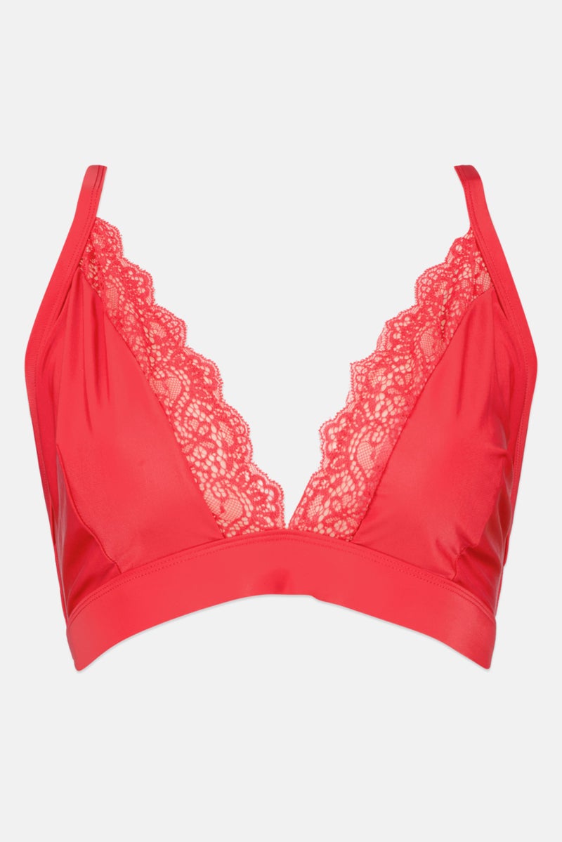 Wolf & Whistle Women Textured Non Padded Bikini Top, Red  - Image 1