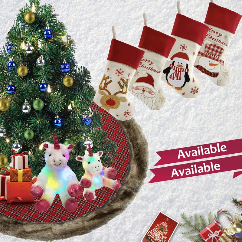 Bstaofy 18'' Rustic Christmas Stockings Set Of 4 Felt Santa Reindeer Snowman Penguin Stockings Xmas Tree Ornaments Party Decor For Kids Family - Image 5