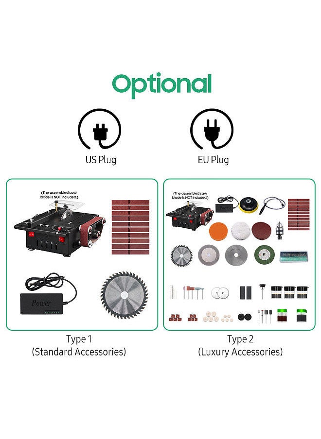 Generic - 150W Mini Bench Saw and Belt Sander Variable Speed Circular Table Saw 30mm Cutting Depth DIY Benchtop Sanding Machine with 10 Sanding Belts for Wood Plastic Stone Metal Knife - Image 1