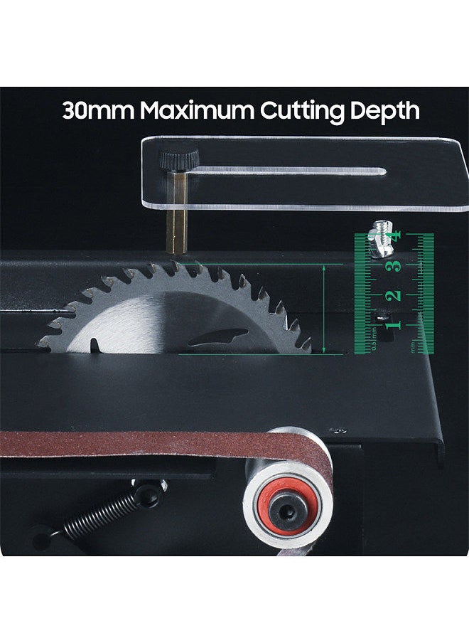 Generic - 150W Mini Bench Saw and Belt Sander Variable Speed Circular Table Saw 30mm Cutting Depth DIY Benchtop Sanding Machine with 10 Sanding Belts for Wood Plastic Stone Metal Knife - Image 1