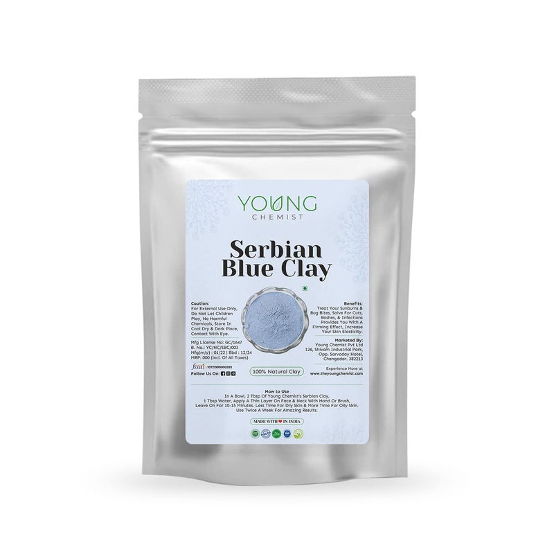 Young Chemist Serbian Blue ClayRaw Vegan and OrganicParaben freeGood for BodyFace and Hair all Skin Type Powder Form Blue 1 kg - Image 1