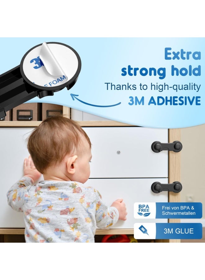 DIOTTI 15 Pack Baby Proof Cabinet & Drawer Locks, Child Safety Latches for Cabinets, Drawers, Fridge, Oven & Toilet, Easy Adhesive Install, No Tools Needed - Image 4