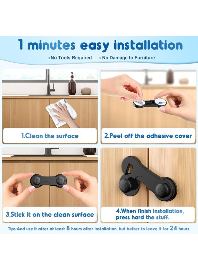 DIOTTI 15 Pack Baby Proof Cabinet & Drawer Locks, Child Safety Latches for Cabinets, Drawers, Fridge, Oven & Toilet, Easy Adhesive Install, No Tools Needed - Image 3