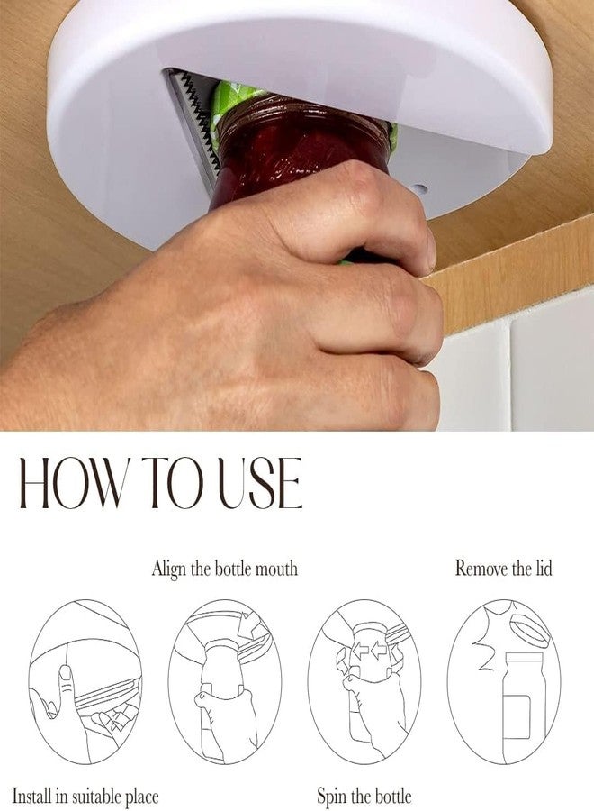 بيلمين فتاحة برطمانات بيلمين تُركّب أسفل الخزانة، عبوة من قطعتين، ماسك وفاتح أغطية ممتاز للبرطمانات والزجاجات، مثالي لمن يعانون من ضعف القبضة وكبار السن، سهل التركيب والإزالة - Image 4