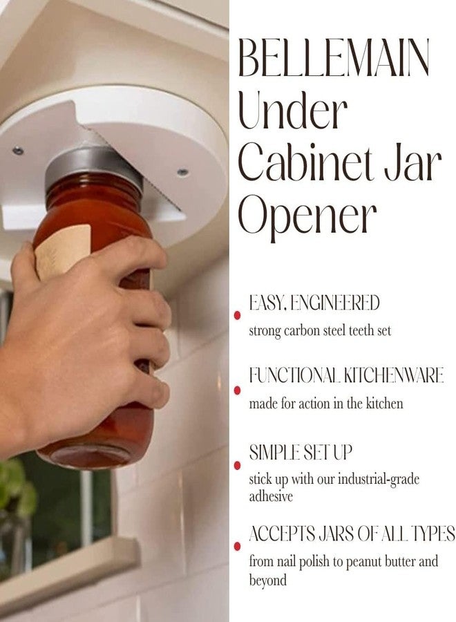 بيلمين فتاحة برطمانات بيلمين تُركّب أسفل الخزانة، عبوة من قطعتين، ماسك وفاتح أغطية ممتاز للبرطمانات والزجاجات، مثالي لمن يعانون من ضعف القبضة وكبار السن، سهل التركيب والإزالة - Image 3