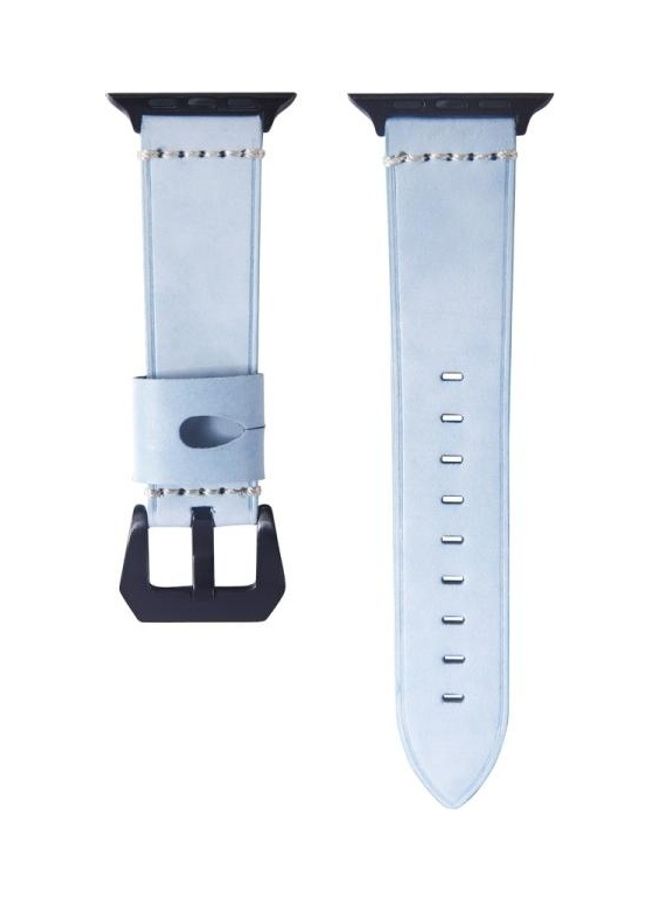 NIBEMINENT White Fog Wax Texture Strap for Apple Watch Series 7 41mm/6 & SE 5 4 40mm/3 2 1 38mm Baby Blue - Image 2