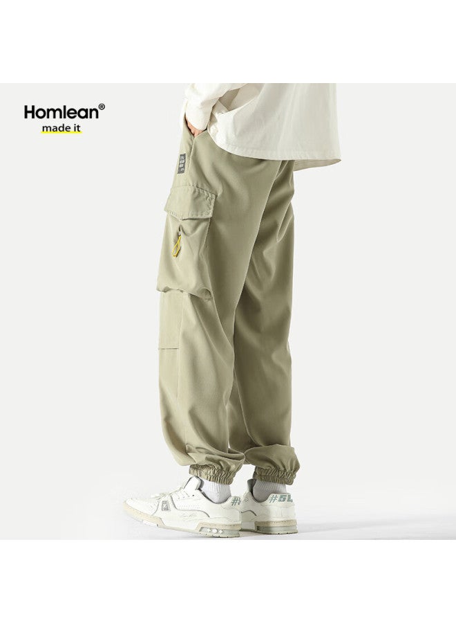 Homlean Paratrooper Cargo Pants For Men, Autumn And Winter Loose-fit Streetwear Versatile Jogger Sweatpants, Casual Sports Trousers 2227 Apricot Color M - Image 5
