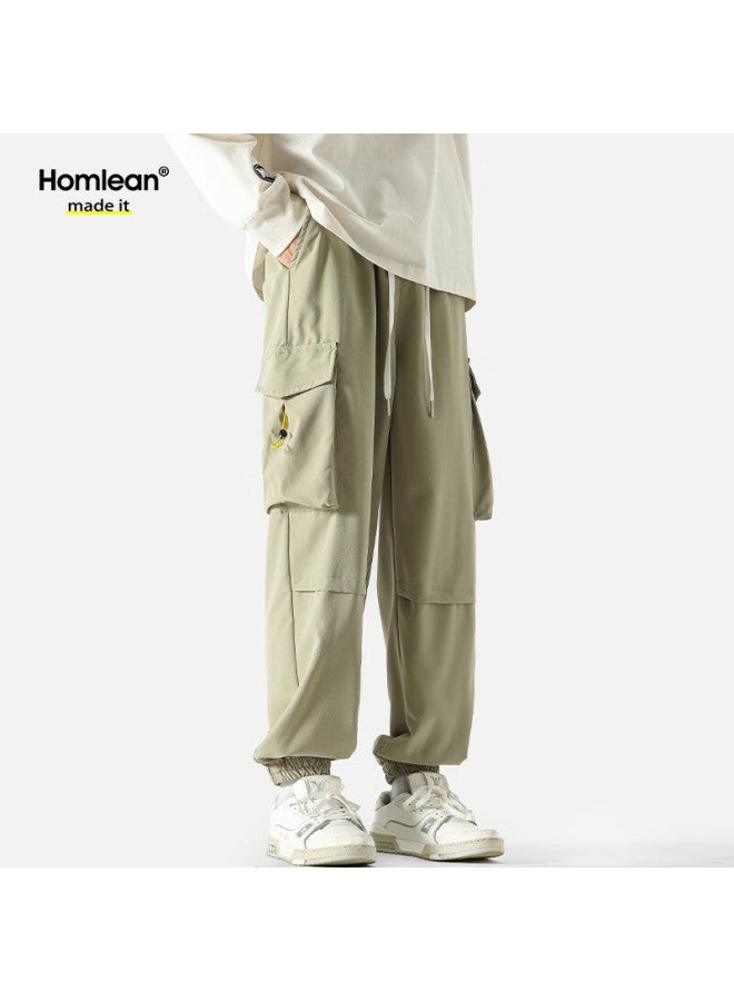Homlean Paratrooper Cargo Pants For Men, Autumn And Winter Loose-fit Streetwear Versatile Jogger Sweatpants, Casual Sports Trousers 2227 Apricot Color M - Image 3
