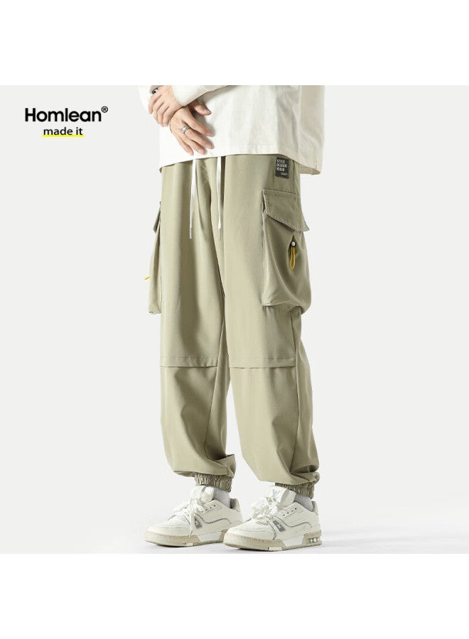 Homlean Paratrooper Cargo Pants For Men, Autumn And Winter Loose-fit Streetwear Versatile Jogger Sweatpants, Casual Sports Trousers 2227 Apricot Color M - Image 4