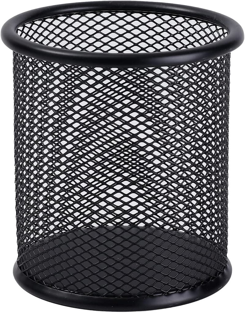 SBA PRIME Pencil Holder for Office Desk | Metal Pen Holder | Round Wire Mesh Organizer Stand for Home, School & Office (Round) - Image 1