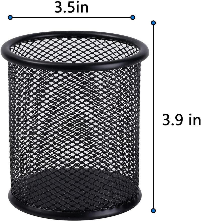 SBA PRIME Pencil Holder for Office Desk | Metal Pen Holder | Round Wire Mesh Organizer Stand for Home, School & Office (Round) - Image 3