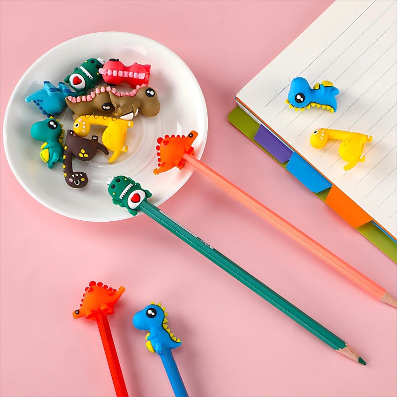 Marspark 30 Pieces Dinosaur Pencil Toppers Animal Pencil Charms Dinosaur Pen Clip on Toppers Prizes Gifts Cute Pen Decoration for Office Party Supplies Favors - Image 5