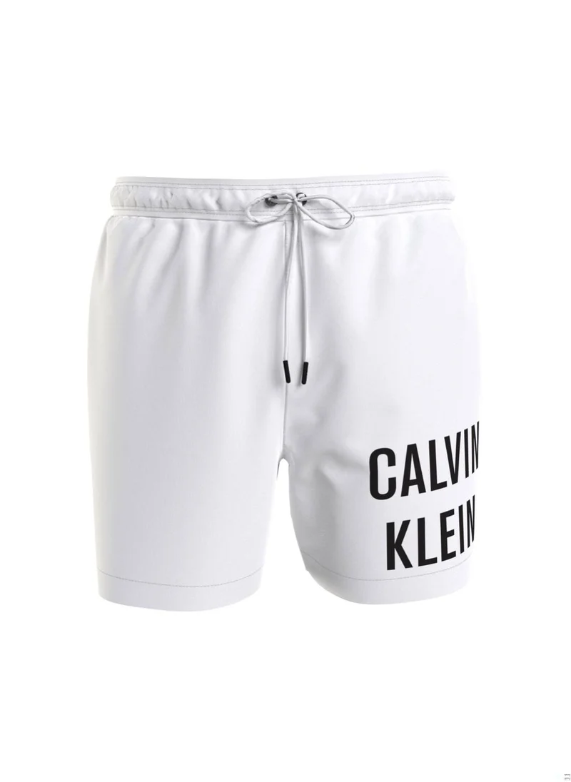 CALVIN KLEIN Calvin Klein Men's Swim Shorts - Medium Drawstring - Swimwear - Polyester , White