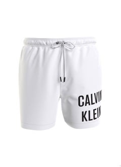 CALVIN KLEIN Calvin Klein Men's Swim Shorts - Medium Drawstring - Swimwear - Polyester , White  - Image 1