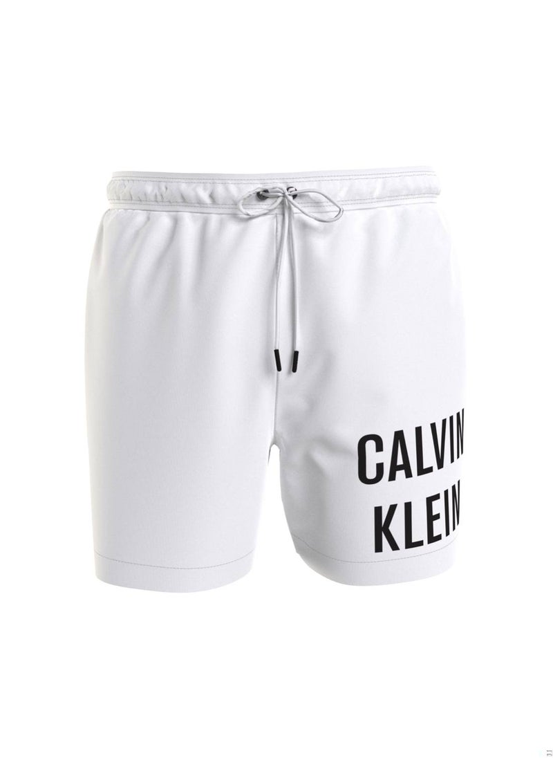 CALVIN KLEIN Calvin Klein Men's Swim Shorts - Medium Drawstring - Swimwear - Polyester , White  - Image 1
