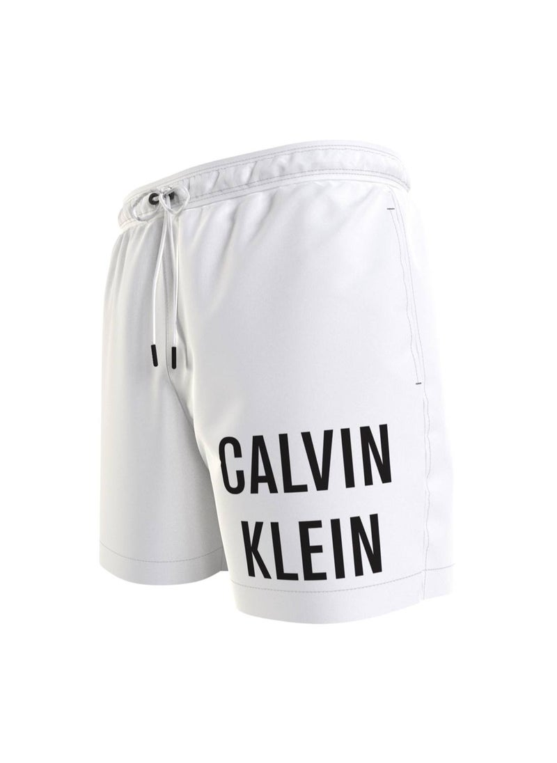 CALVIN KLEIN Calvin Klein Men's Swim Shorts - Medium Drawstring - Swimwear - Polyester , White  - Image 2