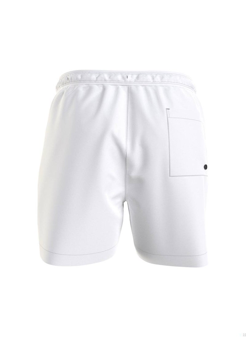 CALVIN KLEIN Calvin Klein Men's Swim Shorts - Medium Drawstring - Swimwear - Polyester , White  - Image 3