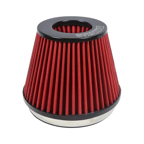 KYOSTAR Universal 6" (152mm) High-Flow Air Filter, Reusable Cone Cold Air Intake, High Performance, Washable, Clamp-On Car High Flow Air Kit, Flange Diameter: 6 Inch, Filter Height: 6.2 Inch, Red - Image 1