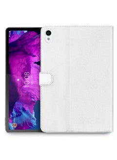 اوميكر غطاء حماية قلاب من جلد البولي يوريثان بإغلاق مغناطيسي لهاتف لينوفو تاب P11 / P11 Plus 4G 2021 أبيض  - Image 1