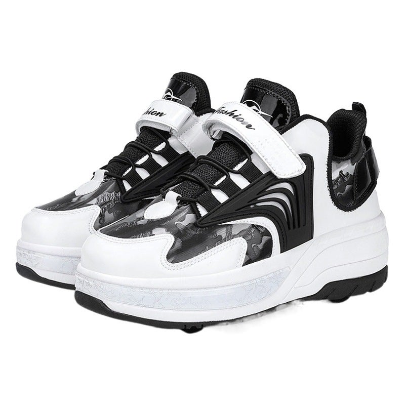 Children''s Four-Wheel Roller Shoes Without Lights, Student Version for Ages 6-15, High-Appearance Roller Skates for Girls, Automatic Retractable for Boys - Image 2