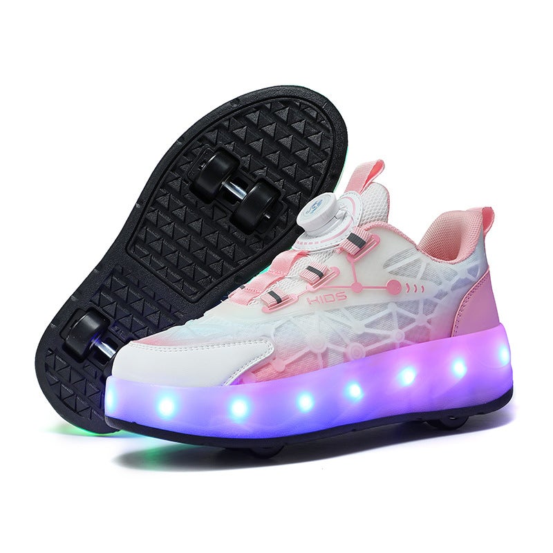 Children''s Four-Wheel Roller Shoes Without Lights, Student Version for Ages 6-15, High-Appearance Roller Skates for Girls, Automatic Retractable for Boys - Image 4