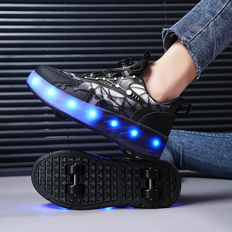 Children''s Four-Wheel Roller Shoes Without Lights, Student Version for Ages 6-15, High-Appearance Roller Skates for Girls, Automatic Retractable for Boys - Image 5