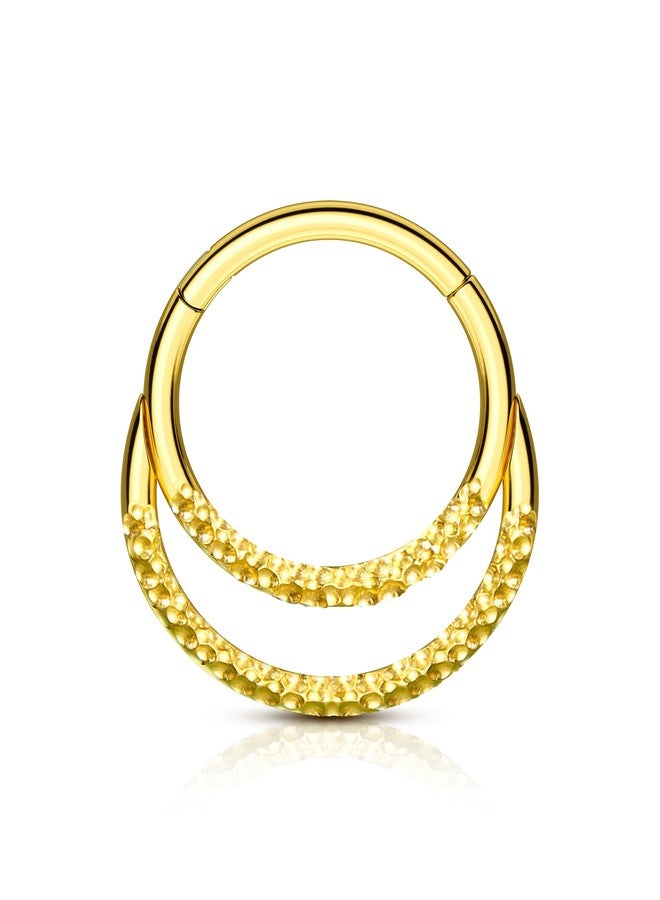 COCHARM Beaten Septum Rings 16G Gold Septum Jewelry Unique Helix Daith Rook Earrings Surgical Steel Daith Piercing Jewelry - Image 1