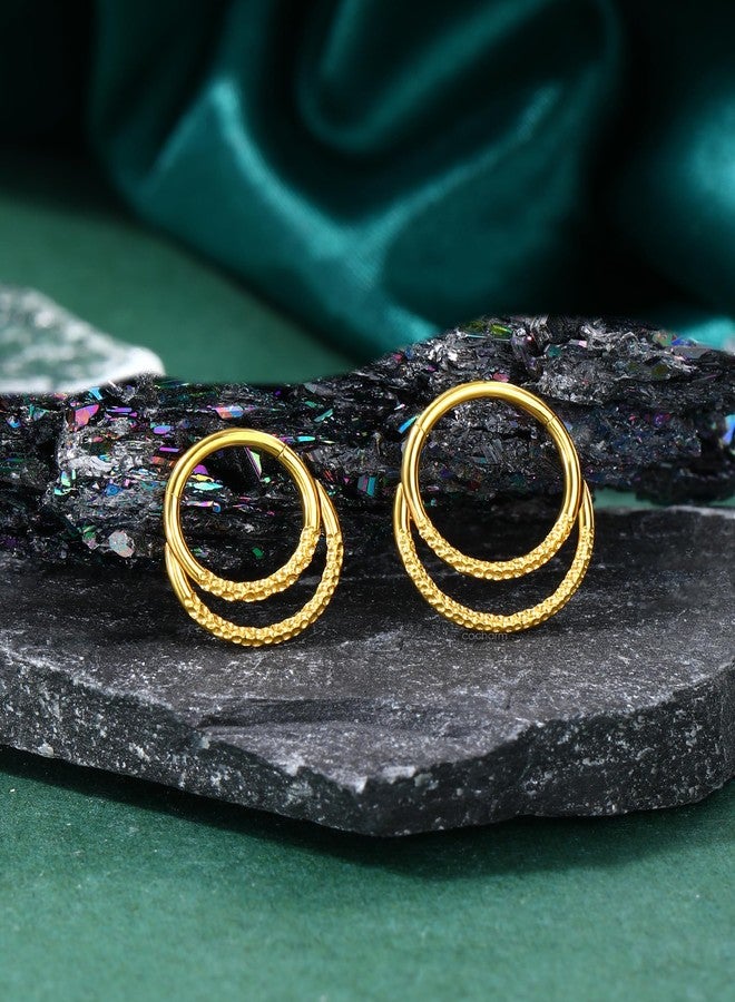 COCHARM Beaten Septum Rings 16G Gold Septum Jewelry Unique Helix Daith Rook Earrings Surgical Steel Daith Piercing Jewelry - Image 4