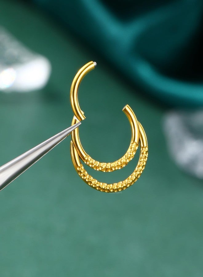 COCHARM Beaten Septum Rings 16G Gold Septum Jewelry Unique Helix Daith Rook Earrings Surgical Steel Daith Piercing Jewelry - Image 5