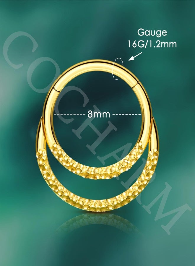 COCHARM Beaten Septum Rings 16G Gold Septum Jewelry Unique Helix Daith Rook Earrings Surgical Steel Daith Piercing Jewelry - Image 3