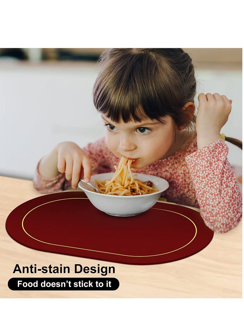 SYOSI Placemats Oval Placemats Faux Leather for Dining Table Double Sided Color Wipeable Table Mats Heat Resistant Placemats for Kitchen Wedding Restaurant Table Set of 6 - Image 2