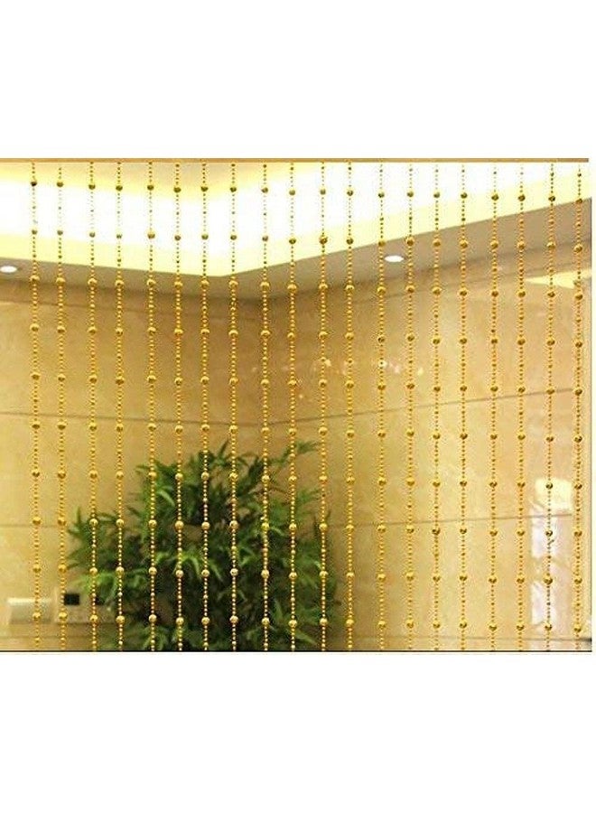 بينديا ستارة Pindia الدائرية الرائعة المصنوعة من البلاستيك اللامع بطول 7 أقدام مع خرز ذهبي للتعليق على الباب والنافذة وخيوط الخرز وقضيب شفاف للتعليق في الغرفة - ذهبية - 7 × 3.5 قدم - Image 1