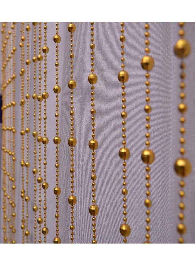 بينديا ستارة Pindia الدائرية الرائعة المصنوعة من البلاستيك اللامع بطول 7 أقدام مع خرز ذهبي للتعليق على الباب والنافذة وخيوط الخرز وقضيب شفاف للتعليق في الغرفة - ذهبية - 7 × 3.5 قدم - Image 2