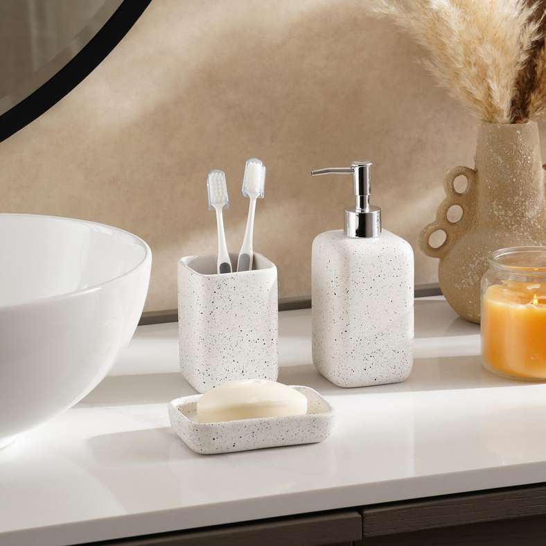 Pan Home Zen 3 Piece Ceramic Bath Accessories Set - White - Image 1