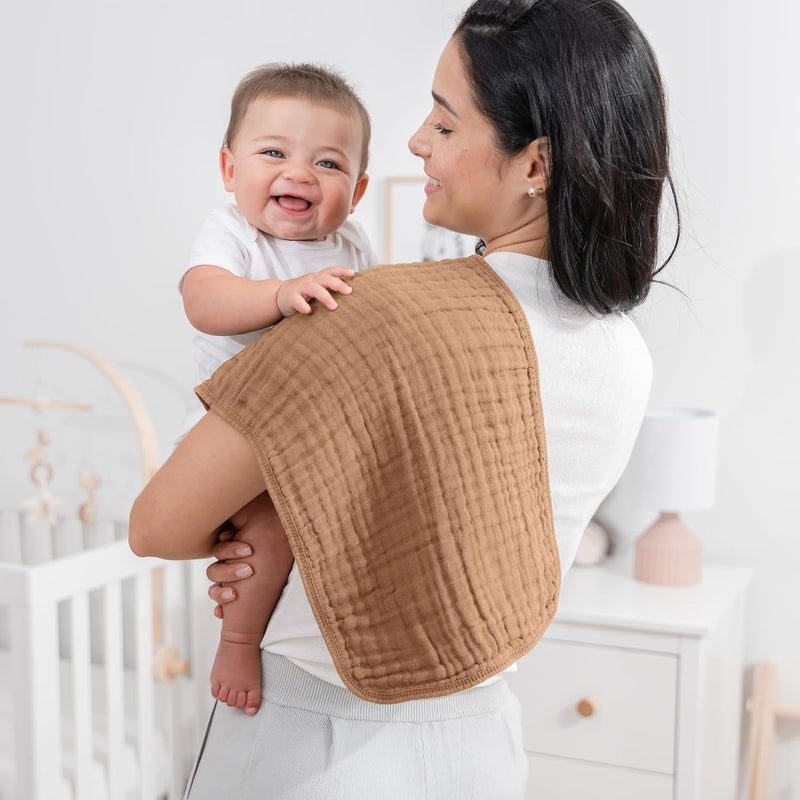 Comfy Cubs مناديل تجشؤ مريحة من كومفي كابس 20 × 10 عبوة من 10 طبقات كبيرة 6 ماصة للغاية 100 قطن للأطفال الرضع لللعاب والفوضى ناعمة وآمنة ولطيفة مناديل تجشؤ للأطفال الأولاد والبنات متعددة الألوان - Image 2